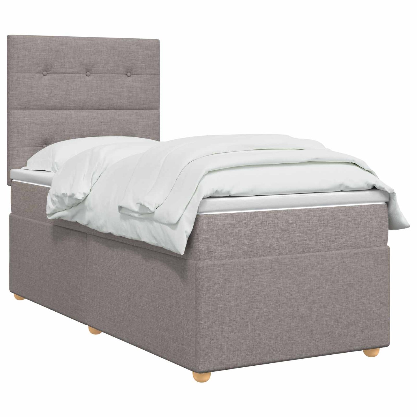 Boxmadras med topmadras med hovedgærde Gråbrun 90 x 190 cm Stof