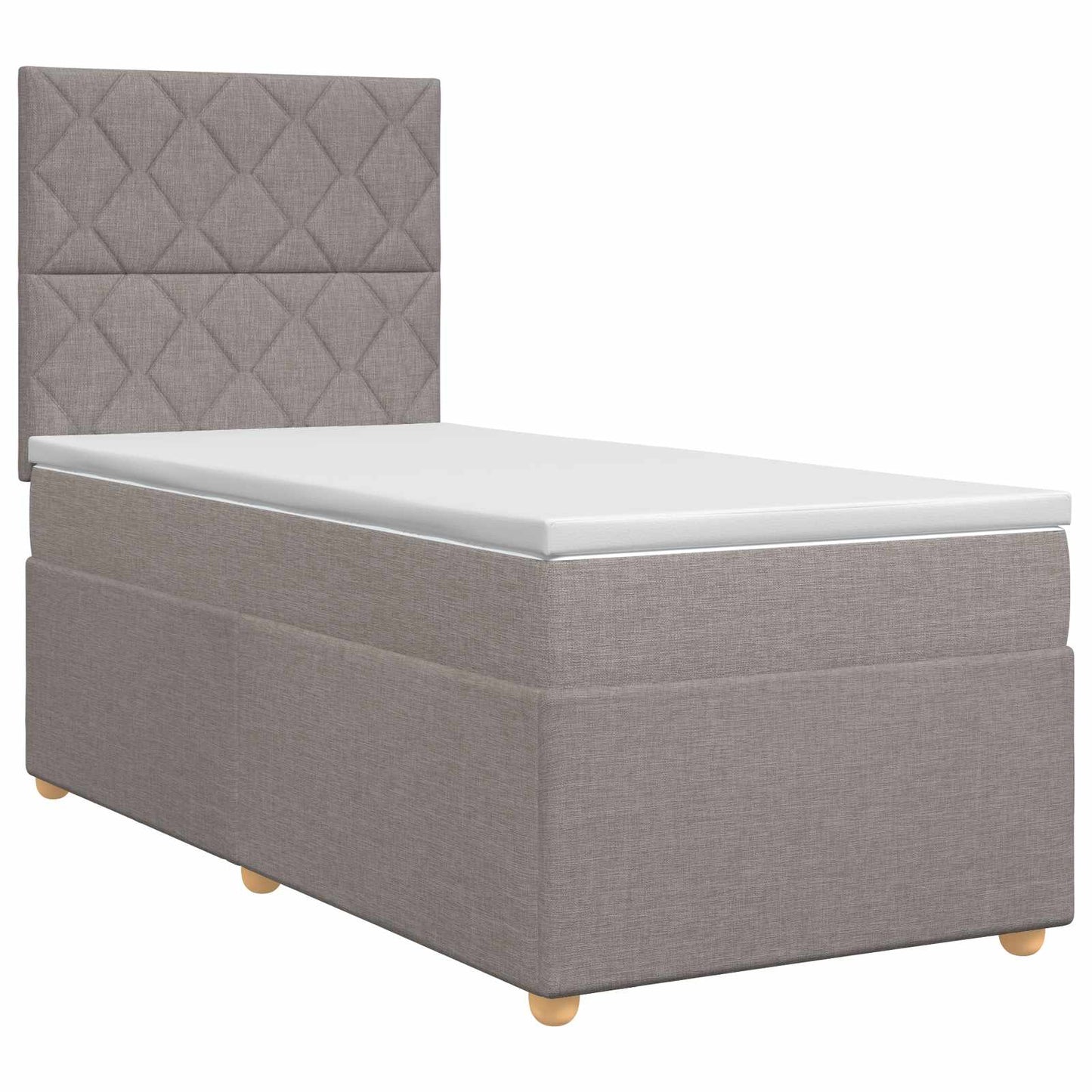 Boxmadras med topmadras med hovedgærde Gråbrun 90 x 190 cm Stof