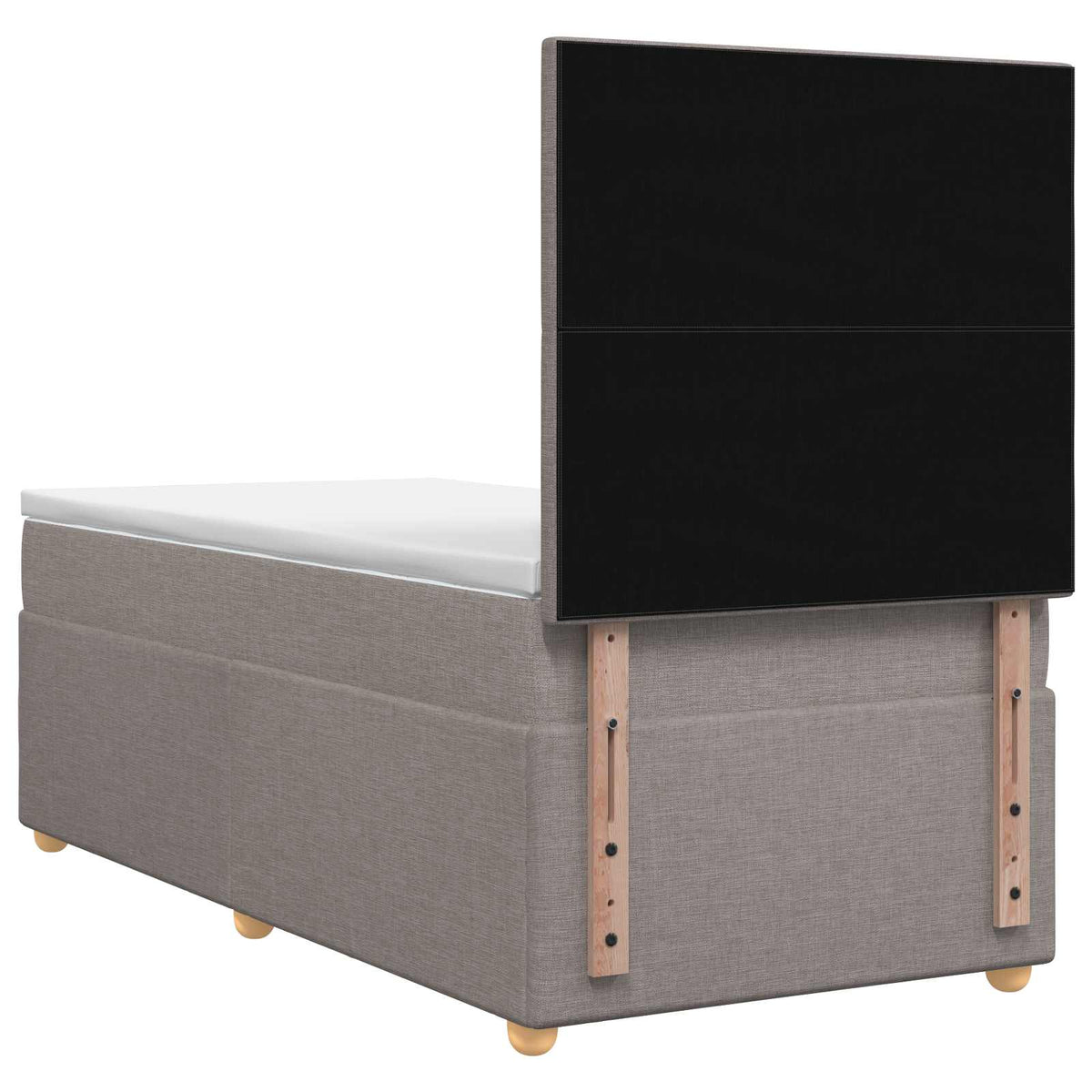 Boxmadras med topmadras med hovedgærde Gråbrun 90 x 190 cm Stof