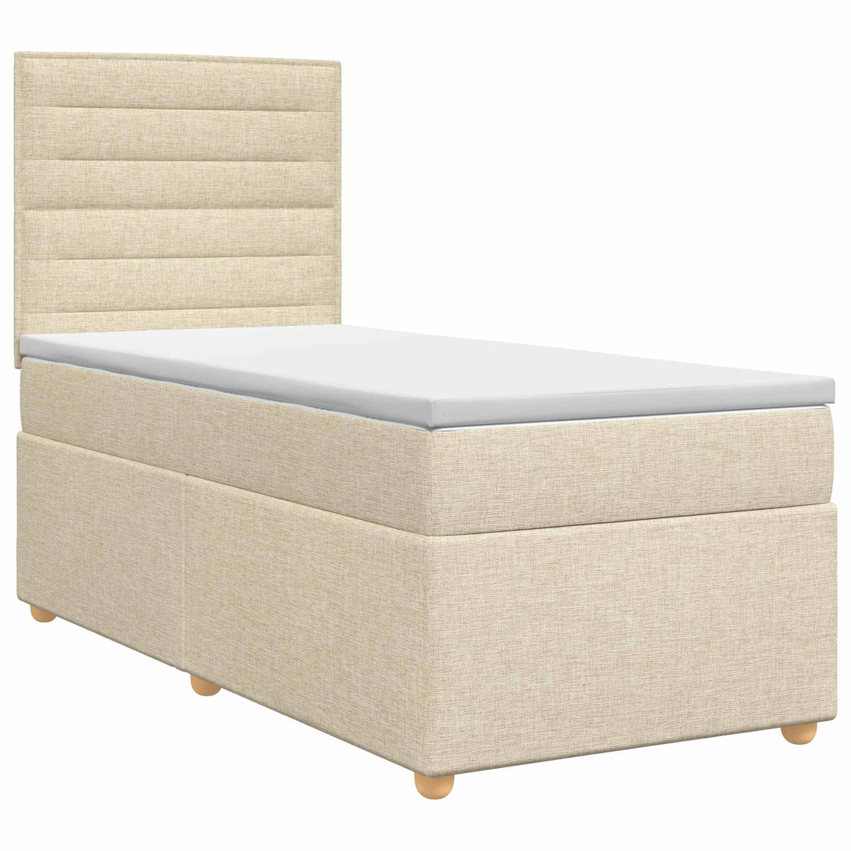 Boxmadras med topmadras Cremefarvet 90 x 200 cm Stof
