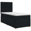 Boxmadras med topmadras med hovedgærde Sort 90 x 200 cm Stof