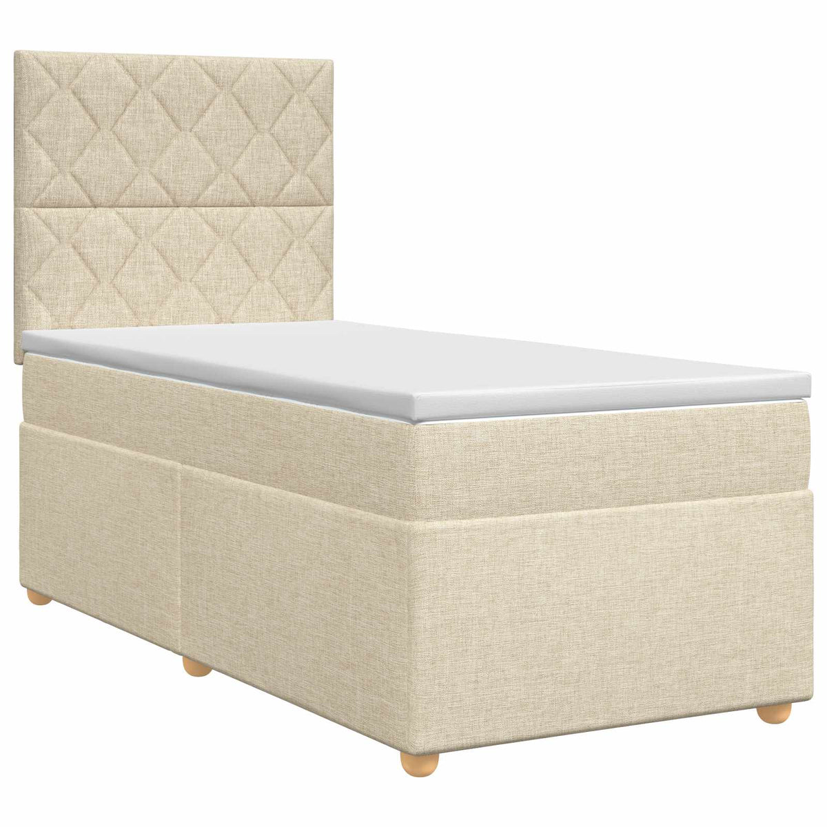 Boxmadras med topmadras Cremefarvet 90 x 200 cm Stof