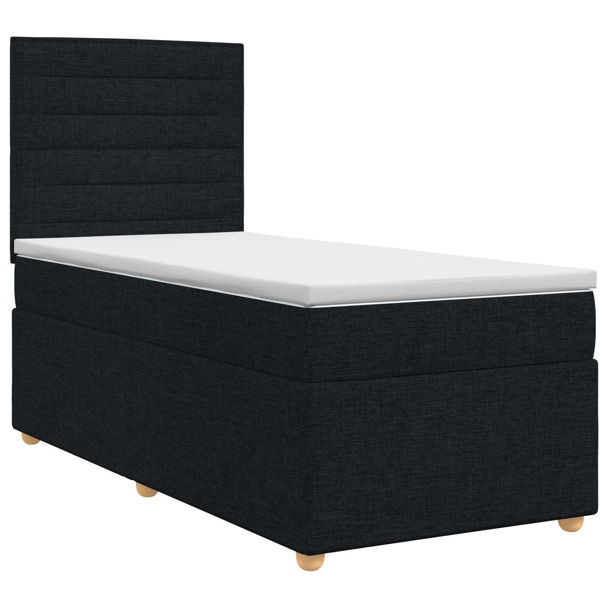 Boxmadras med topmadras med hovedgærde Sort 100 x 200 cm Stof