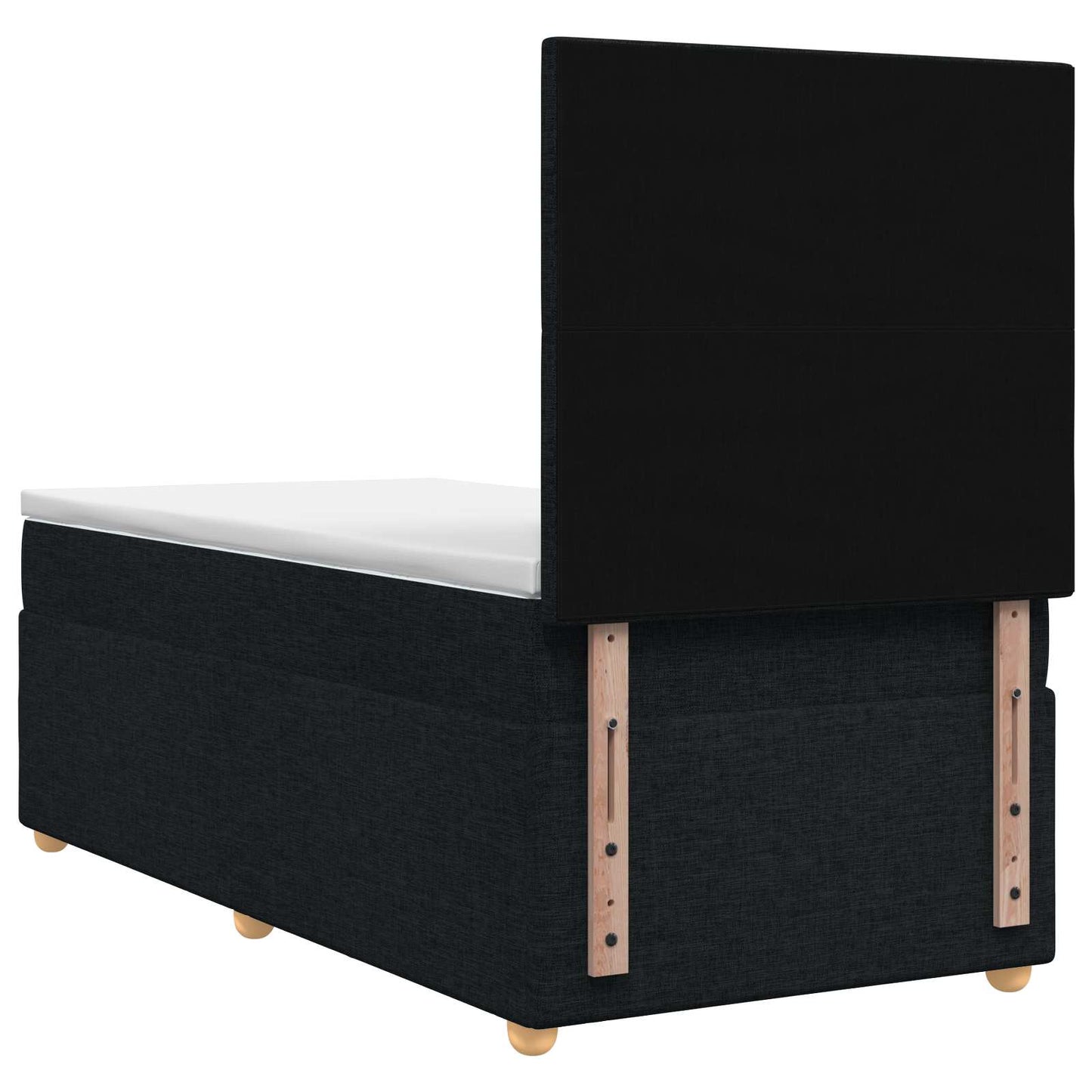 Boxmadras med topmadras med hovedgærde Sort 100 x 200 cm Stof