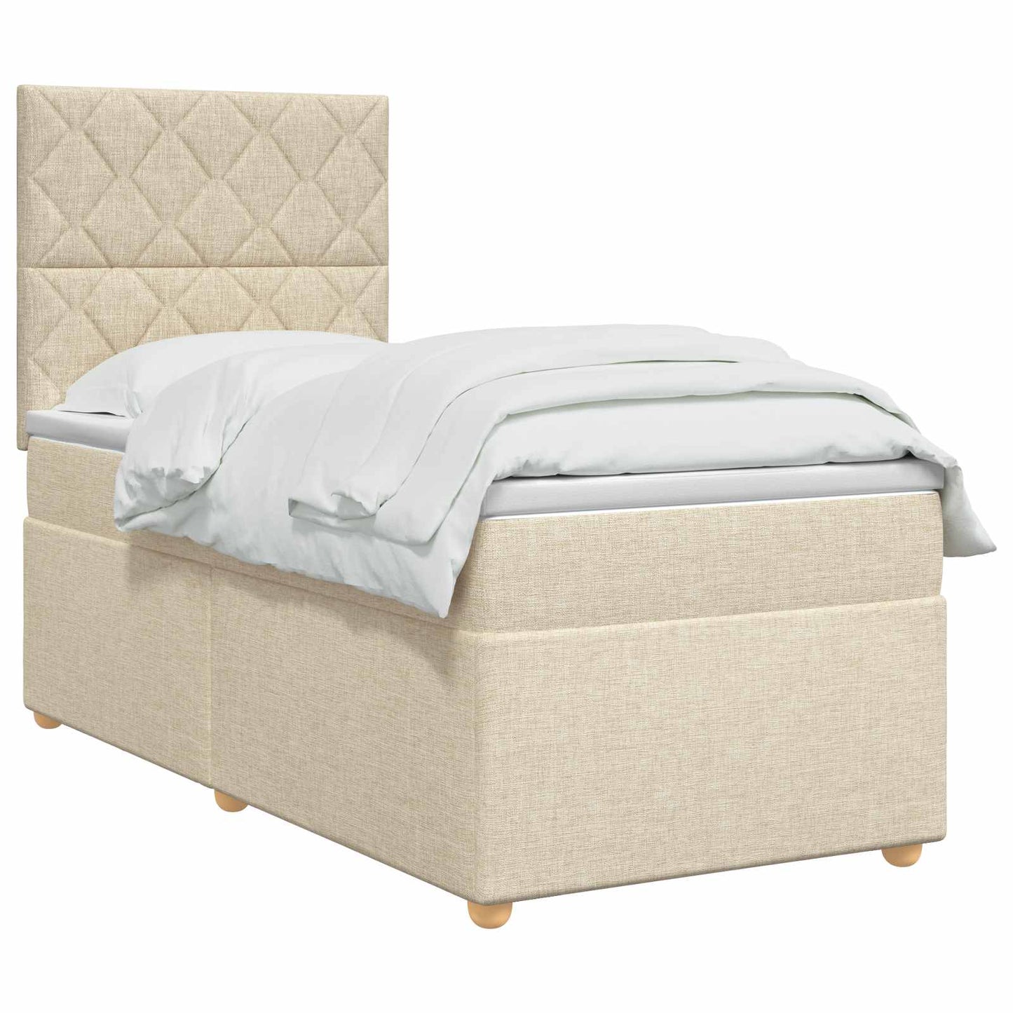 Boxmadras med topmadras Cremefarvet 100 x 200 cm Stof