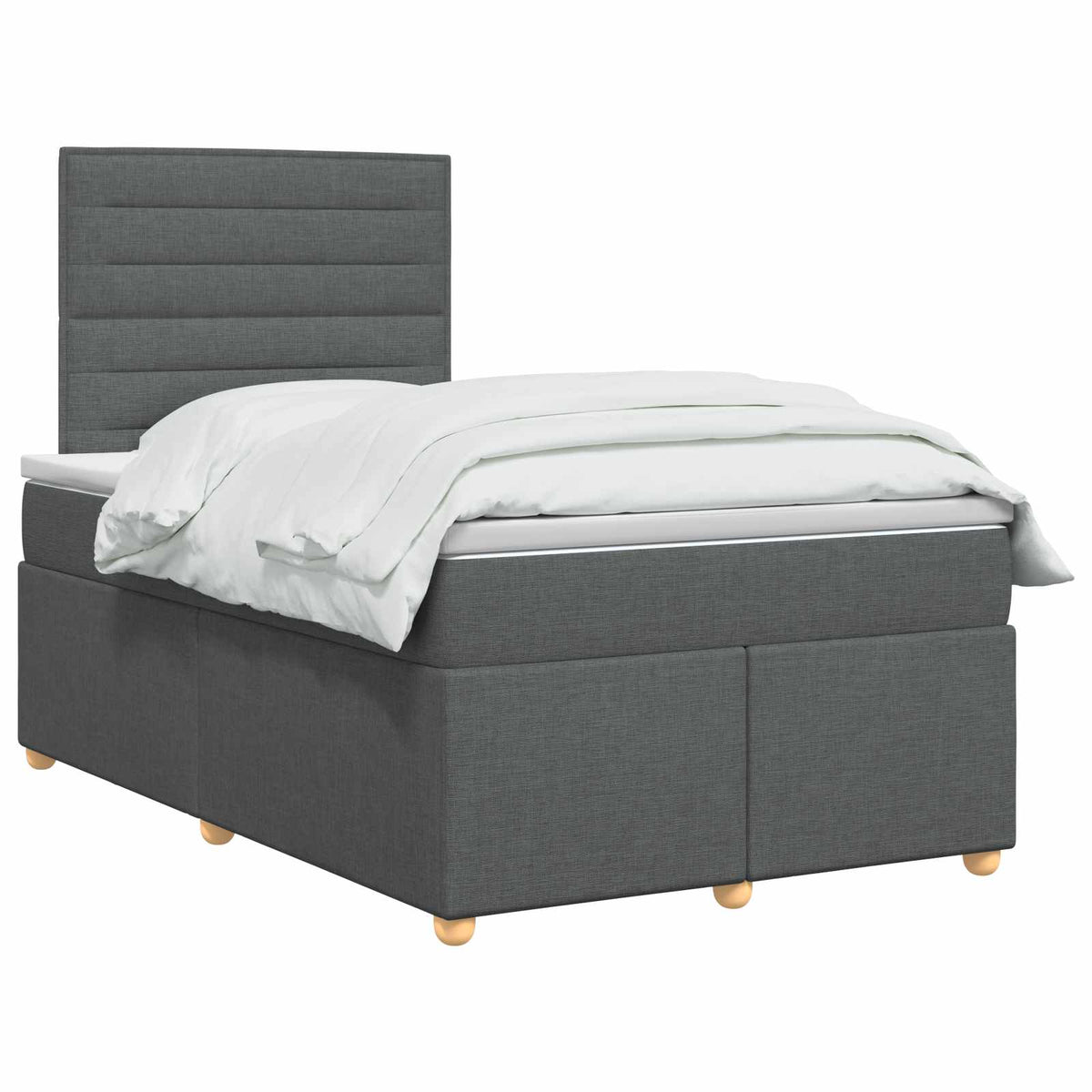 Boxmadras med topmadras Mørkegrå 120 x 190 cm Stof