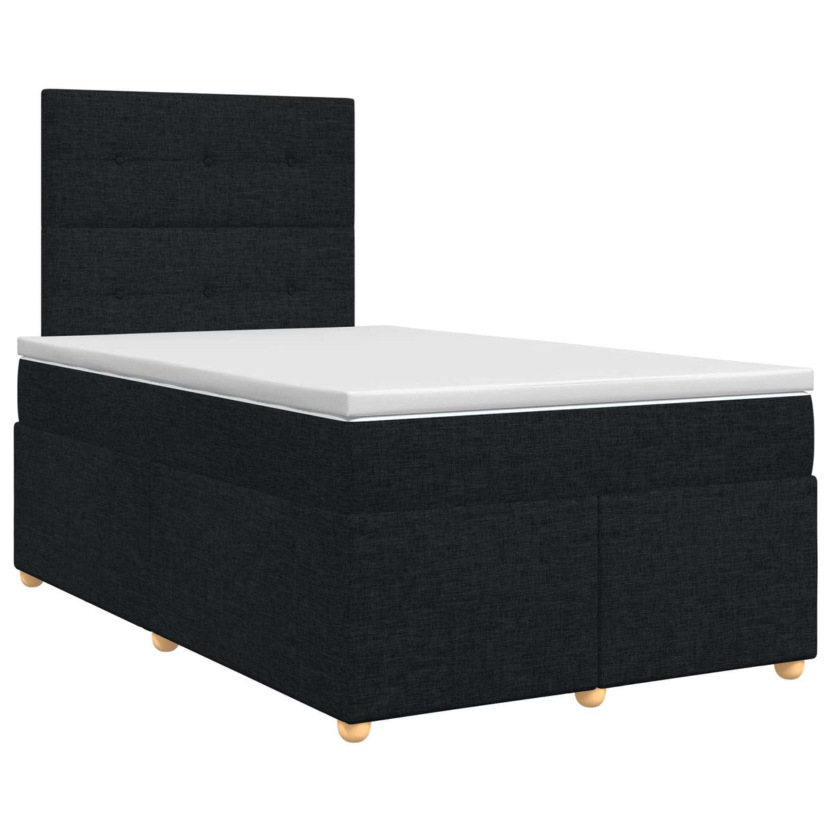 Boxmadras med topmadras med hovedgærde Sort 120 x 190 cm Stof