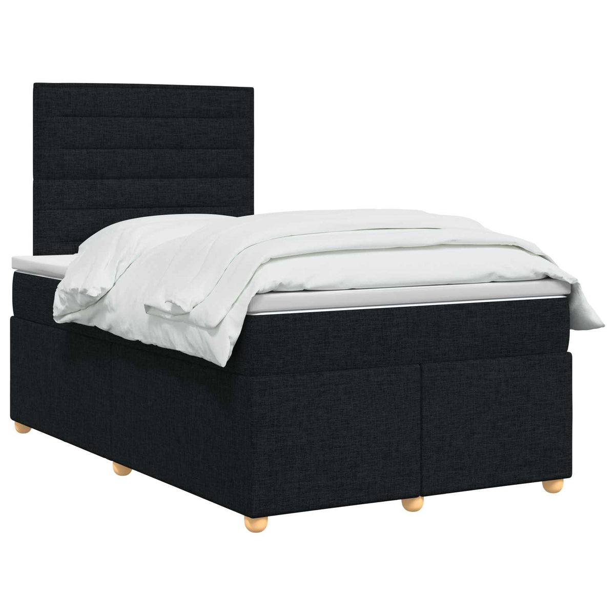 Boxmadras med topmadras med hovedgærde Sort 120 x 200 cm Stof