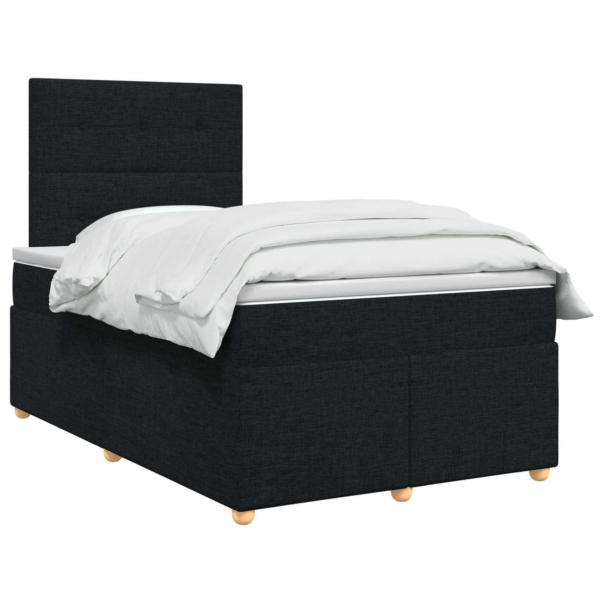 Boxmadras med topmadras med hovedgærde Sort 120 x 200 cm Stof