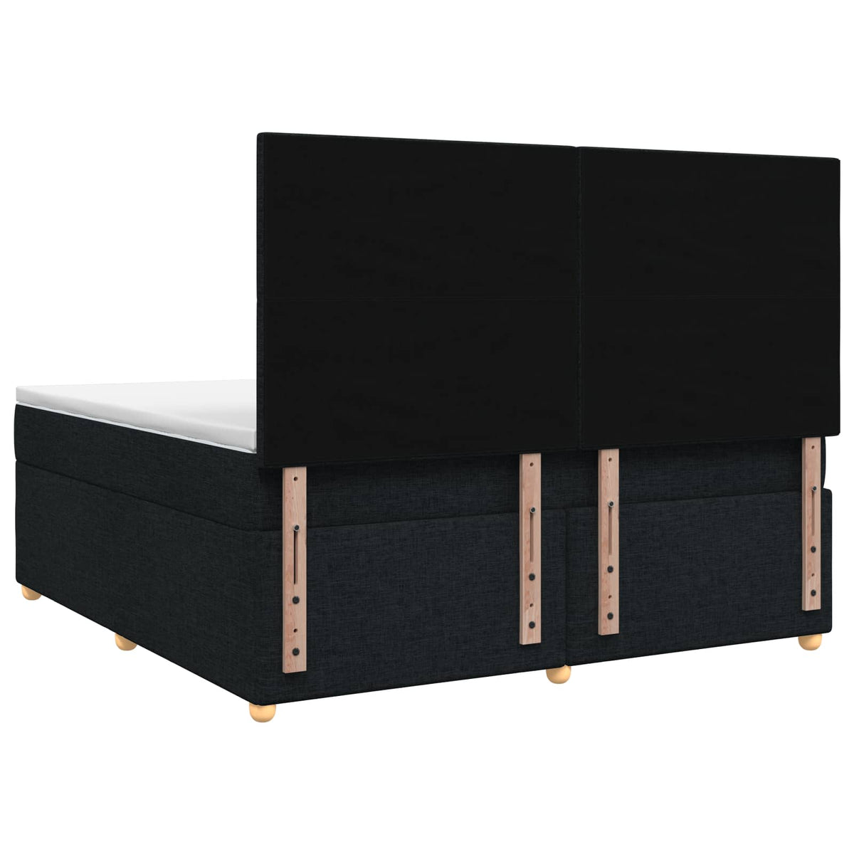 Boxmadras med topmadras med hovedgærde Sort 140 x 190 cm Stof