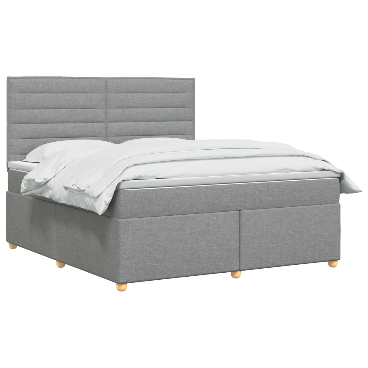 Boxmadras med topmadras Lysegrå 180 x 200 cm Stof