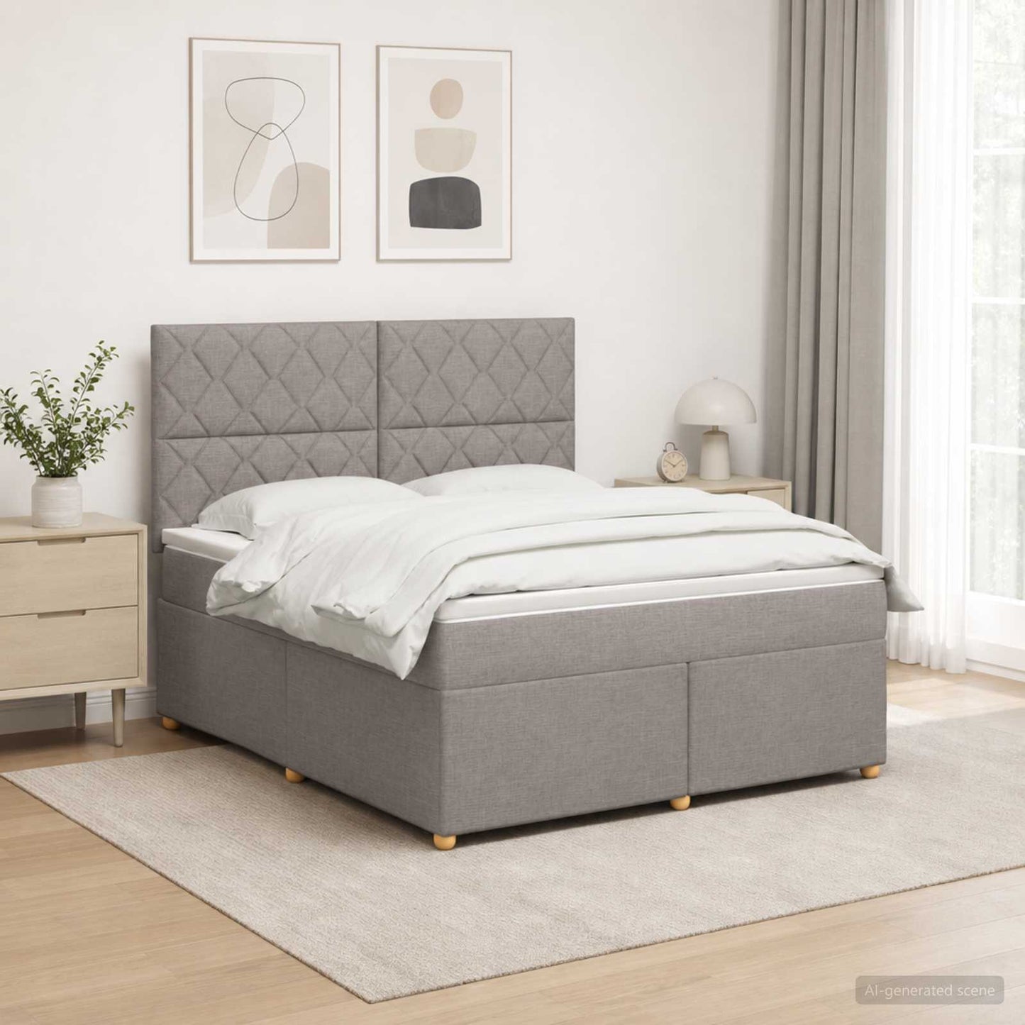 Boxmadras med topmadras Gråbrun 180 x 200 cm Stof
