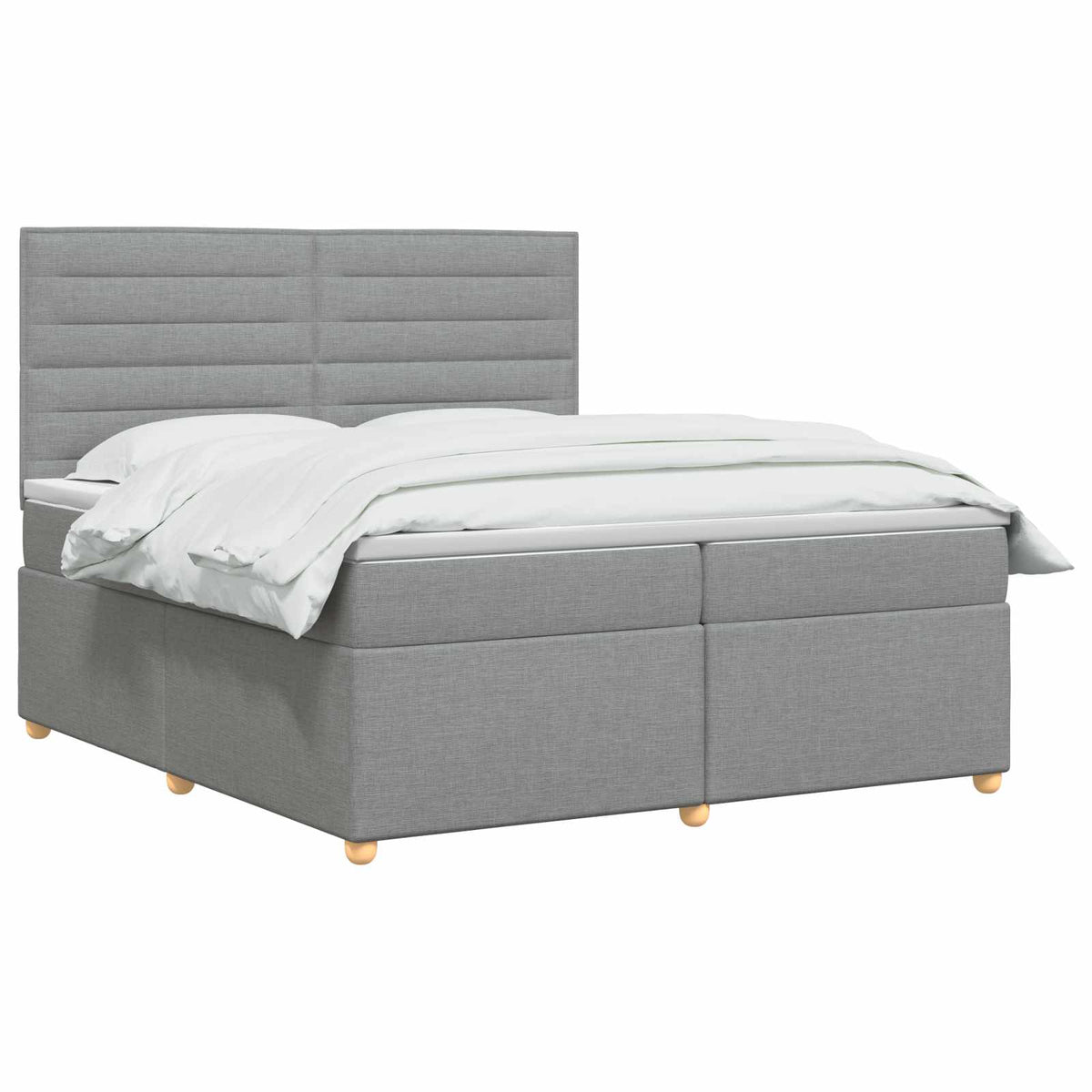Boxmadras med topmadras Lysegrå 200 x 200 cm Stof