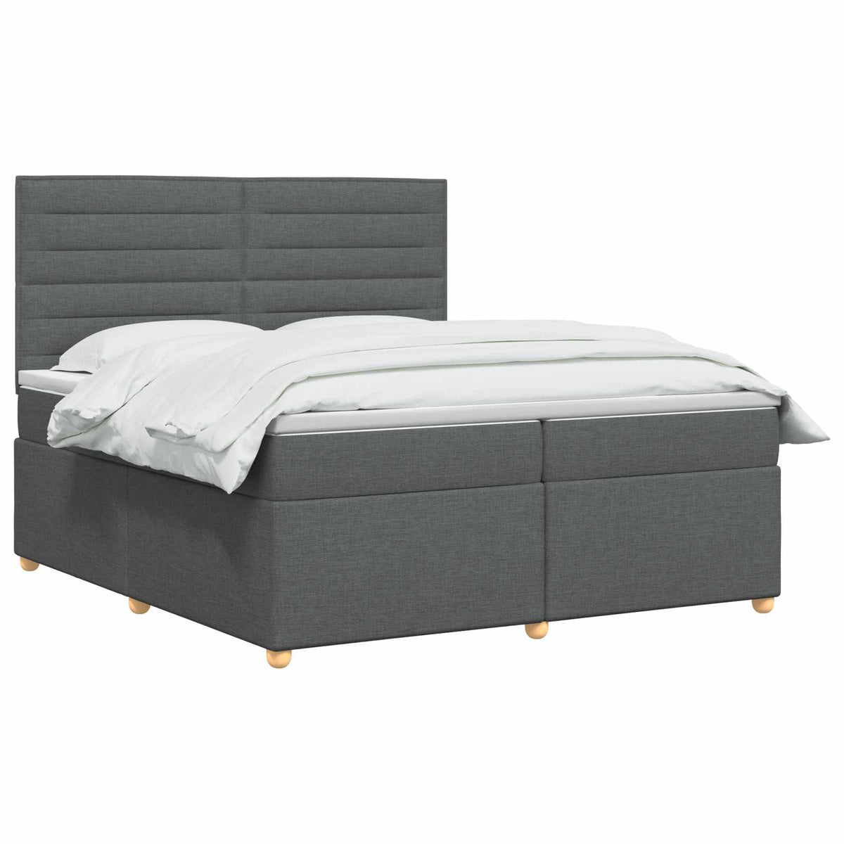 Boxmadras med topmadras Mørkegrå 200 x 200 cm Stof