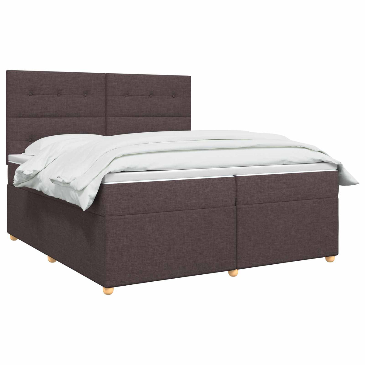 Boxmadras med topmadras Mørk Brun 200 x 200 cm Stof
