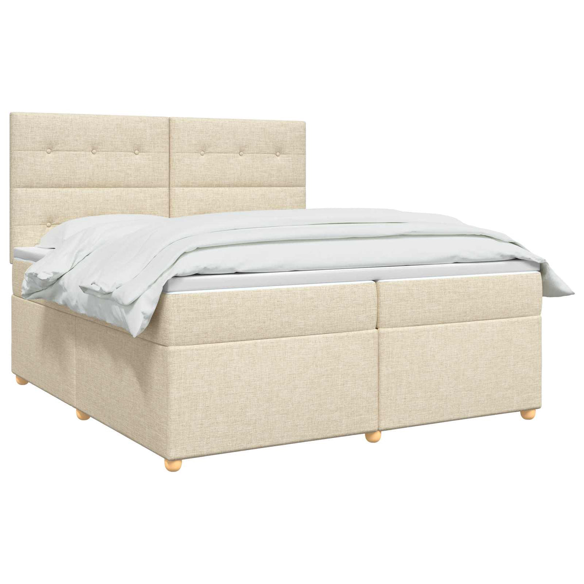 Boxmadras med topmadras Cremefarvet 200 x 200 cm Stof