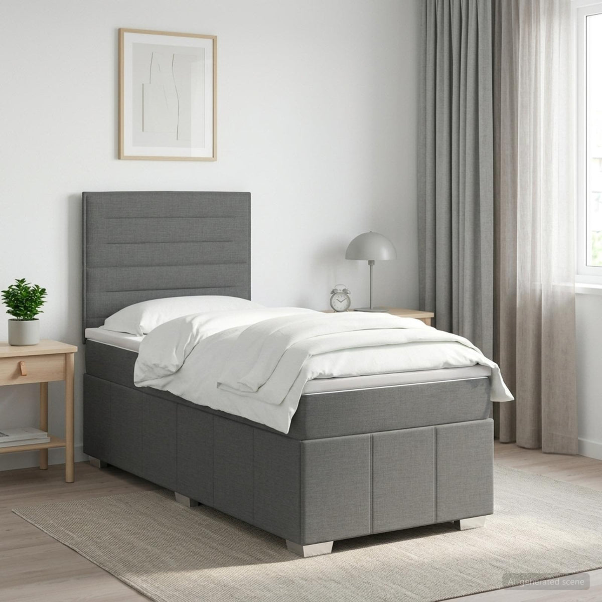 vidaXL Boxmadras med topmadras Mørkegrå 80 x 200 cm Stof