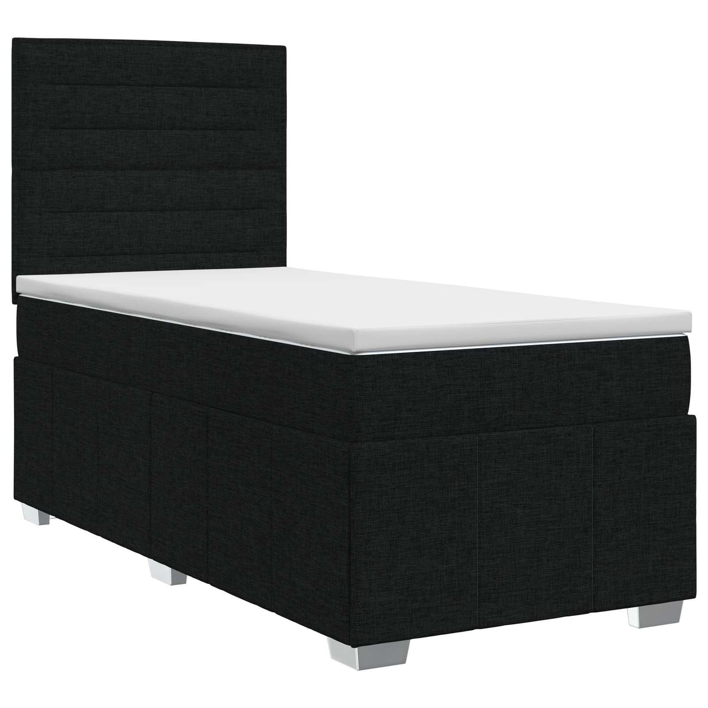 Boxmadras med topmadras med hovedgærde Sort 80 x 200 cm Stof