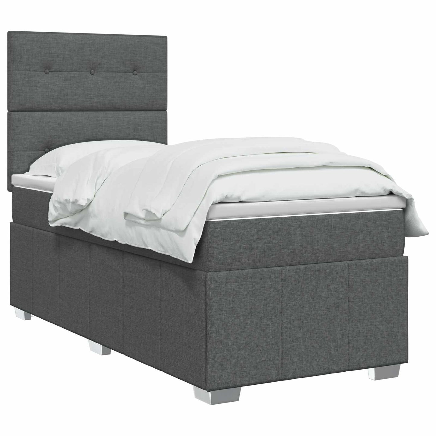 Boxmadras med topmadras Mørkegrå 80 x 200 cm Stof