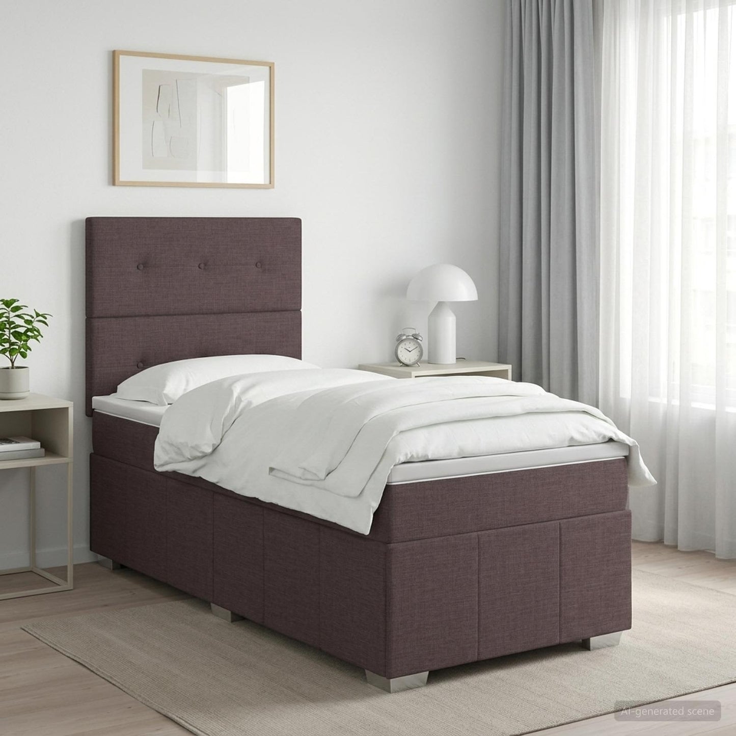 Boxmadras med topmadras Mørk Brun 100 x 200 cm Stof