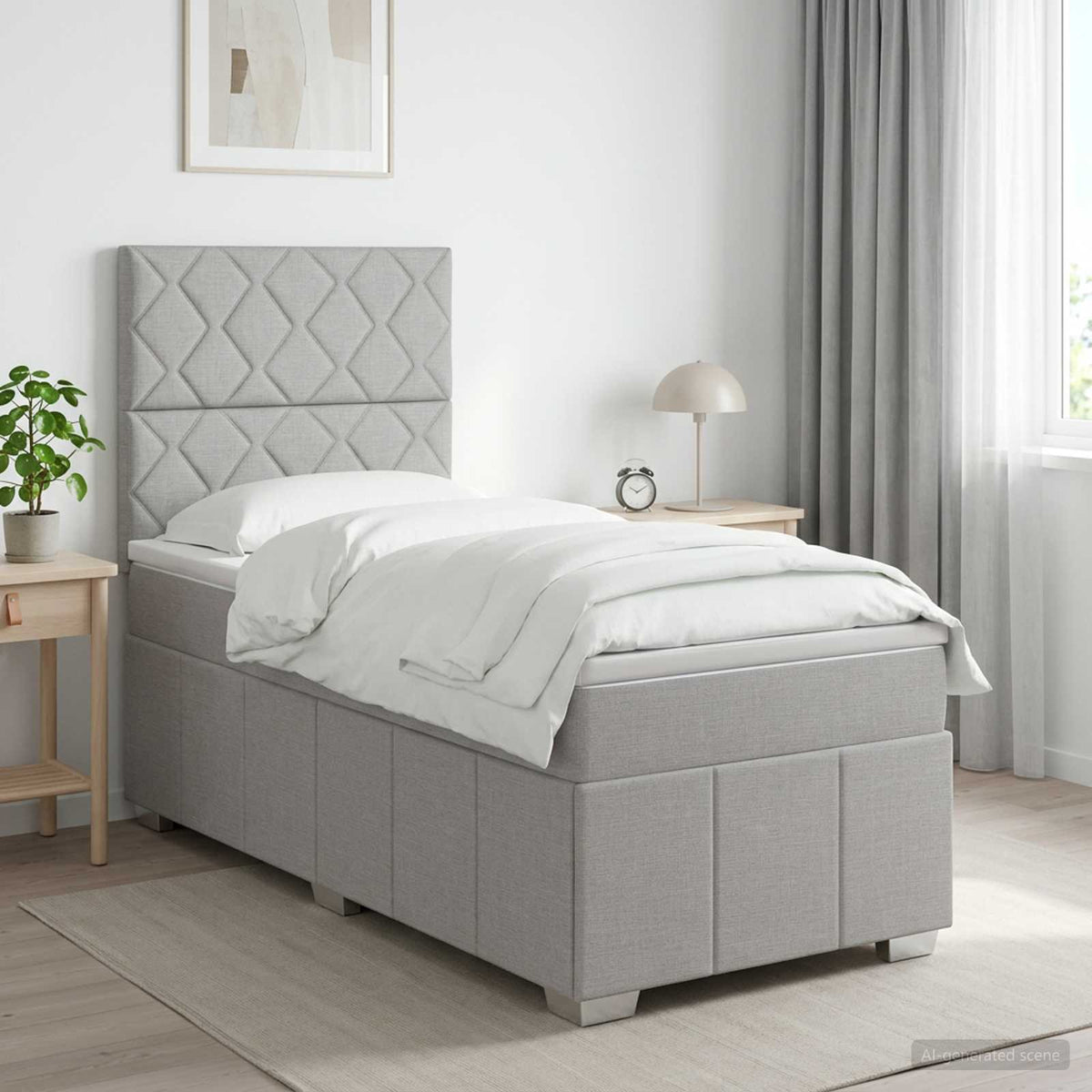 Boxmadras med topmadras Lysegrå 100 x 200 cm Stof