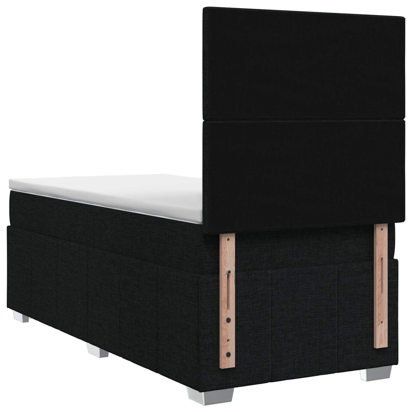Boxmadras med topmadras med hovedgærde Sort 90 x 190 cm Stof