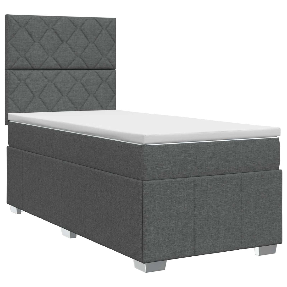 Boxmadras med topmadras Mørkegrå 90 x 190 cm Stof