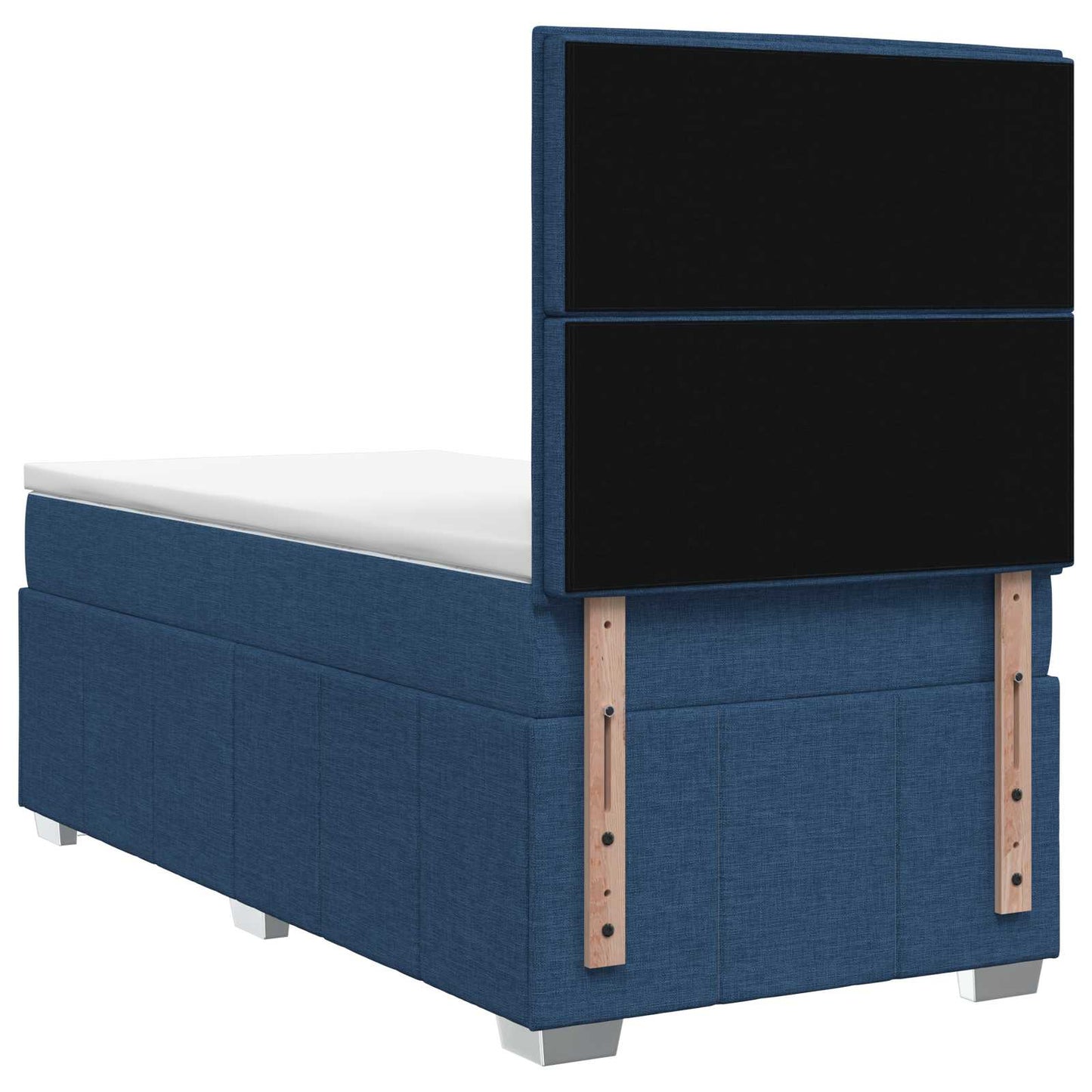 Boxmadras med topmadras med hovedgærde Blå 90 x 200 cm Stof