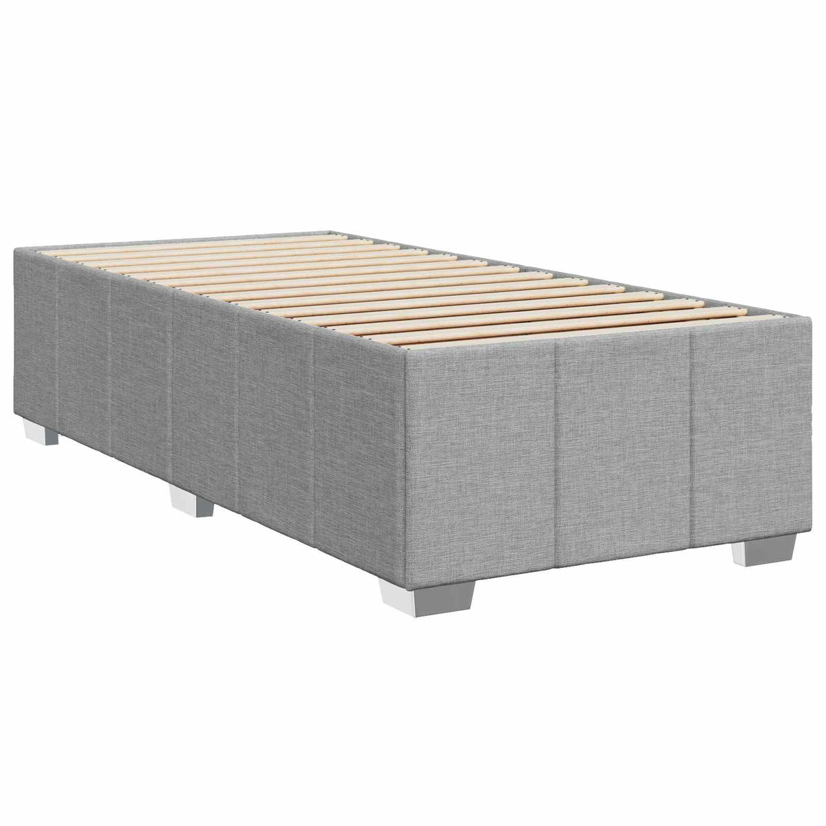 Boxmadras med topmadras med hovedgærde Lysegrå 90 x 200 cm Stof