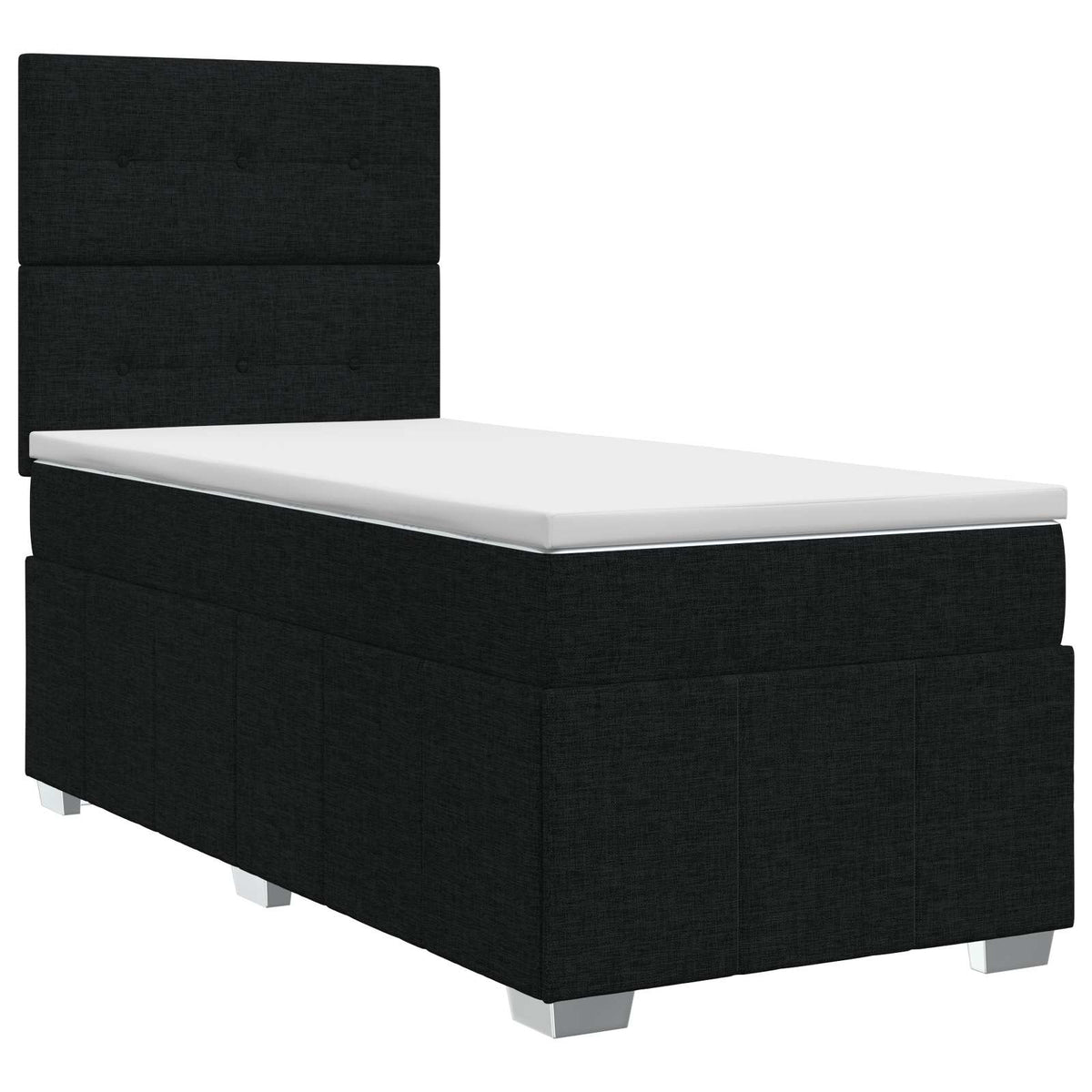 Boxmadras med topmadras med hovedgærde Sort 90 x 200 cm Stof