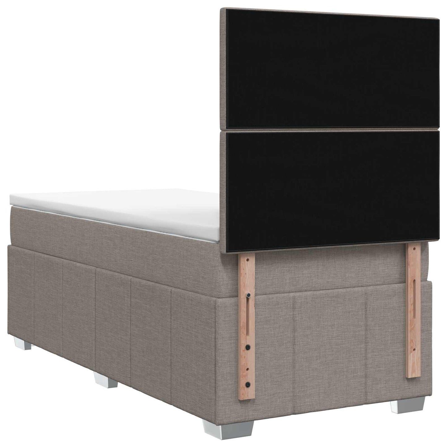 Boxmadras med topmadras med hovedgærde Gråbrun 90 x 200 cm Stof