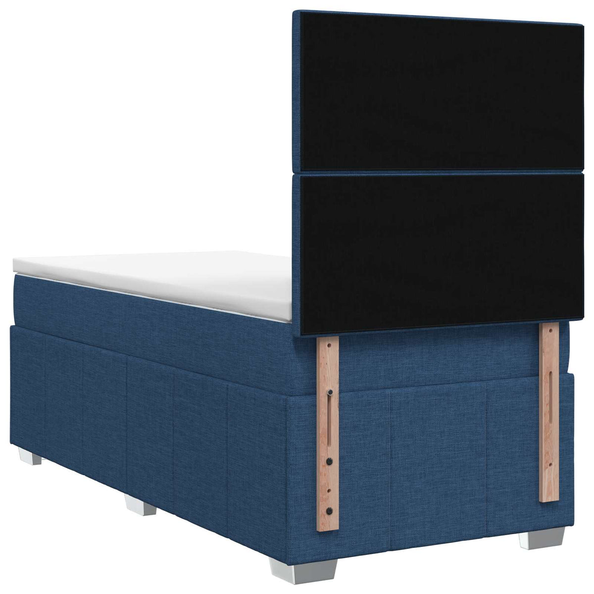 Boxmadras med topmadras med hovedgærde Blå 90 x 200 cm Stof