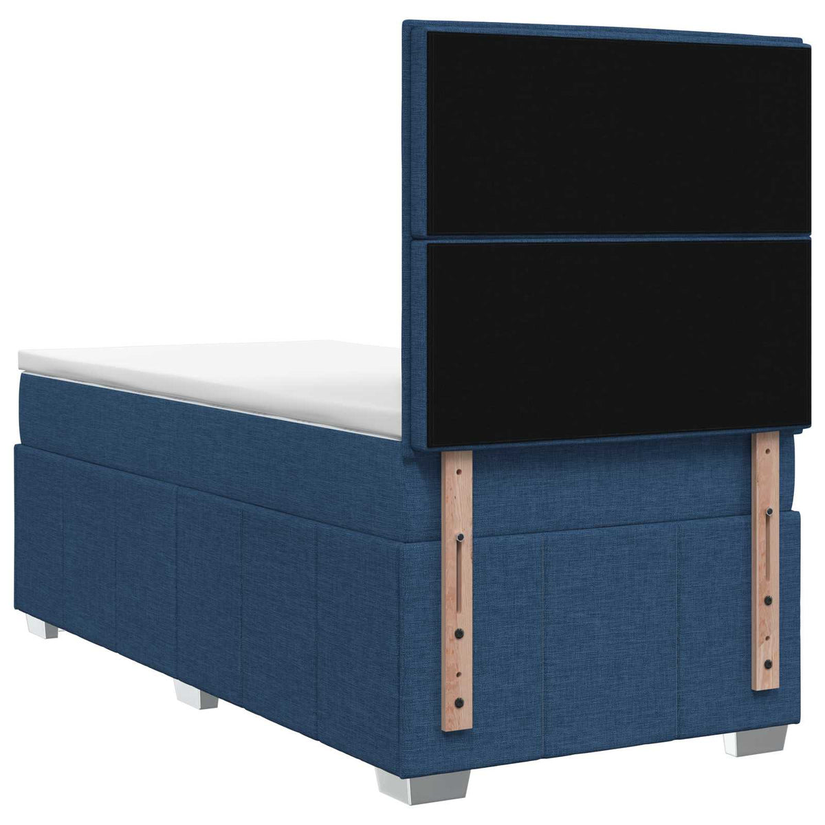 Boxmadras med topmadras med hovedgærde Blå 100 x 200 cm Stof