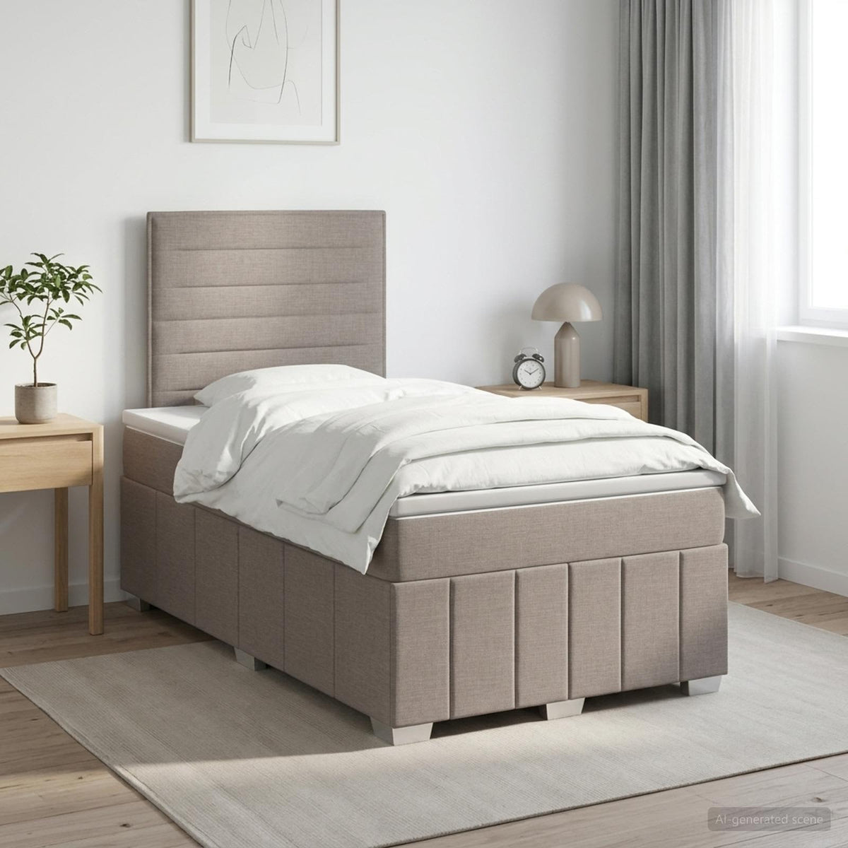 Boxmadras med topmadras Gråbrun 120 x 200 cm Stof