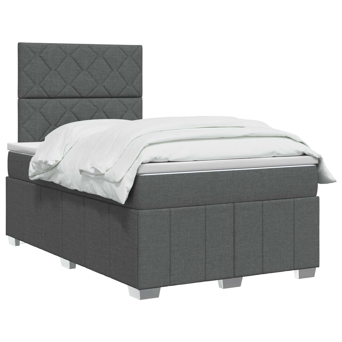 Boxmadras med topmadras Mørkegrå 120 x 190 cm Stof