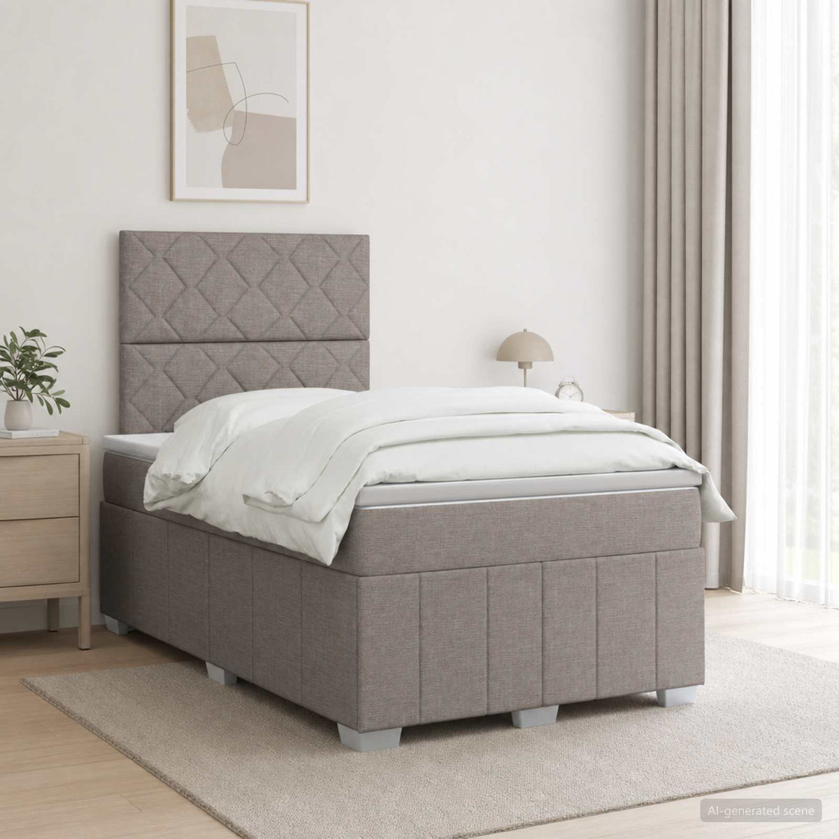 Boxmadras med topmadras Gråbrun 120 x 190 cm Stof