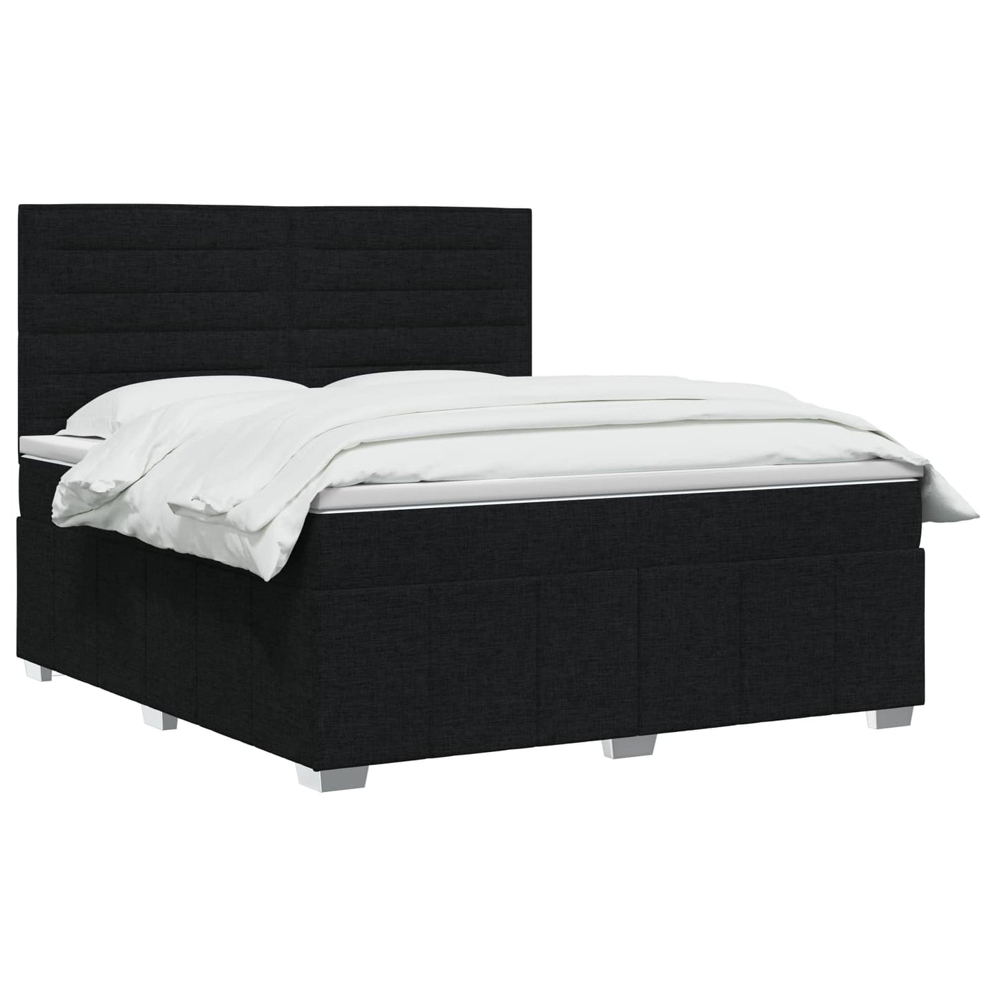 Boxmadras med topmadras med hovedgærde Sort 140 x 190 cm Stof