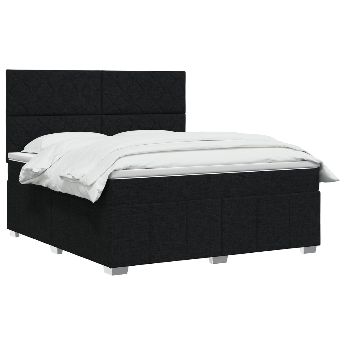 Boxmadras med topmadras med hovedgærde Sort 140 x 200 cm Stof