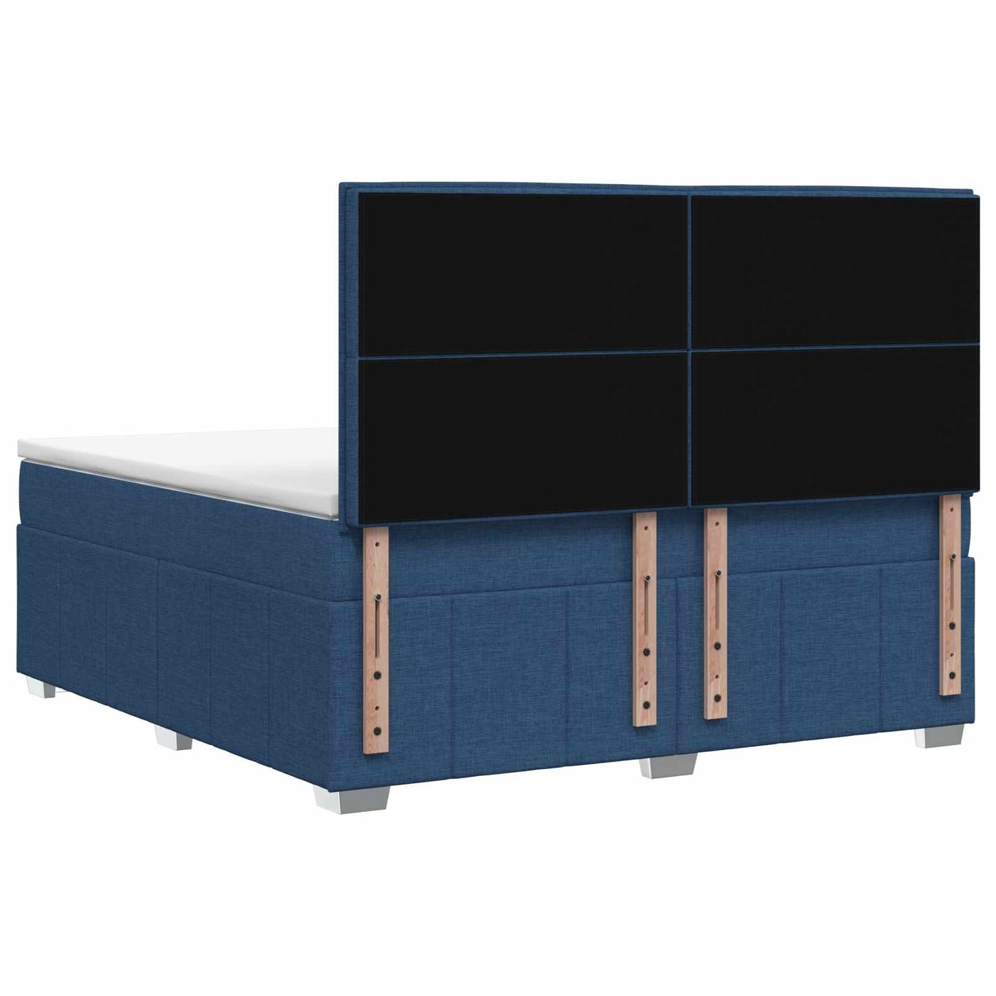 Boxmadras med topmadras med hovedgærde Blå 140 x 200 cm Stof