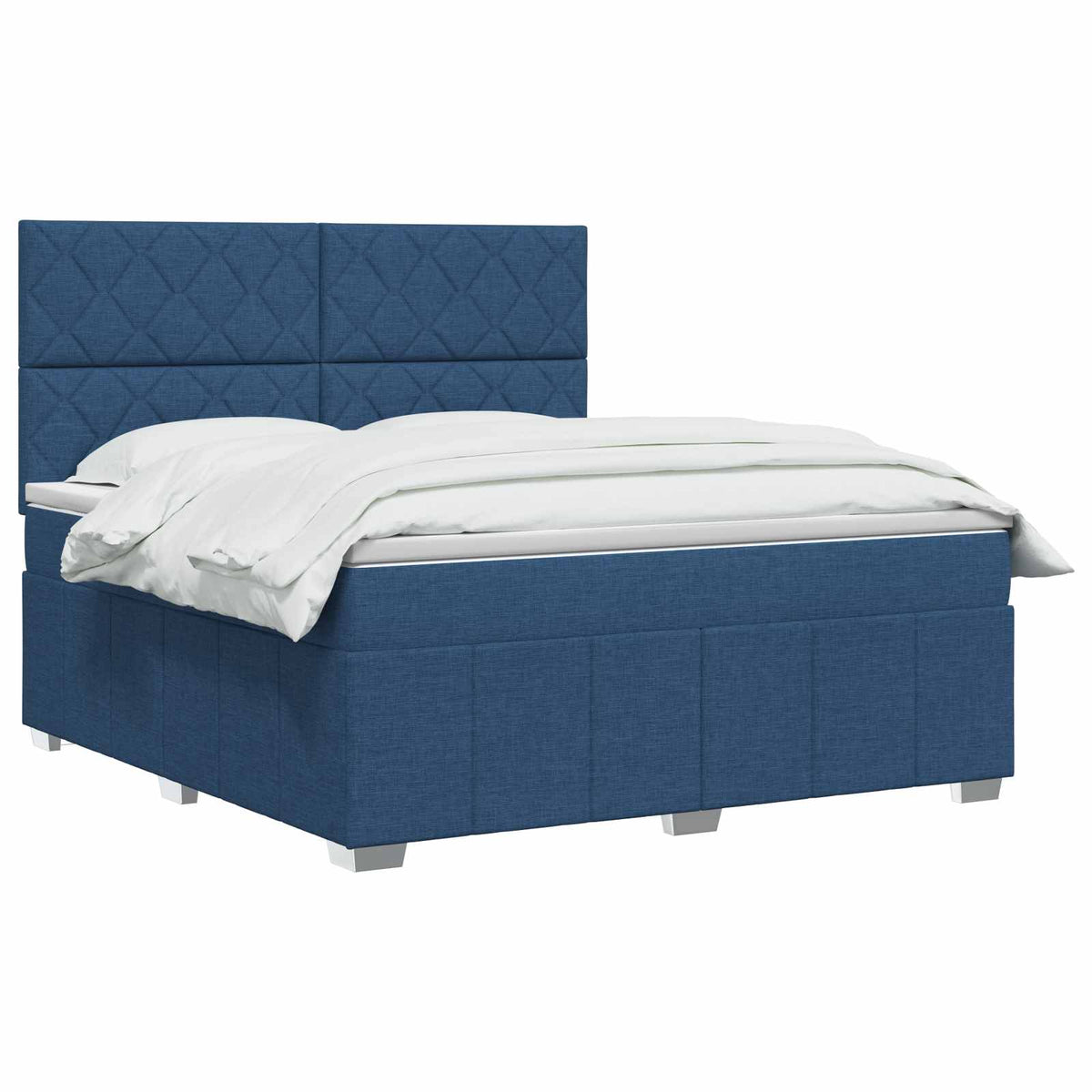 Boxmadras med topmadras med hovedgærde Blå 160 x 200 cm Stof