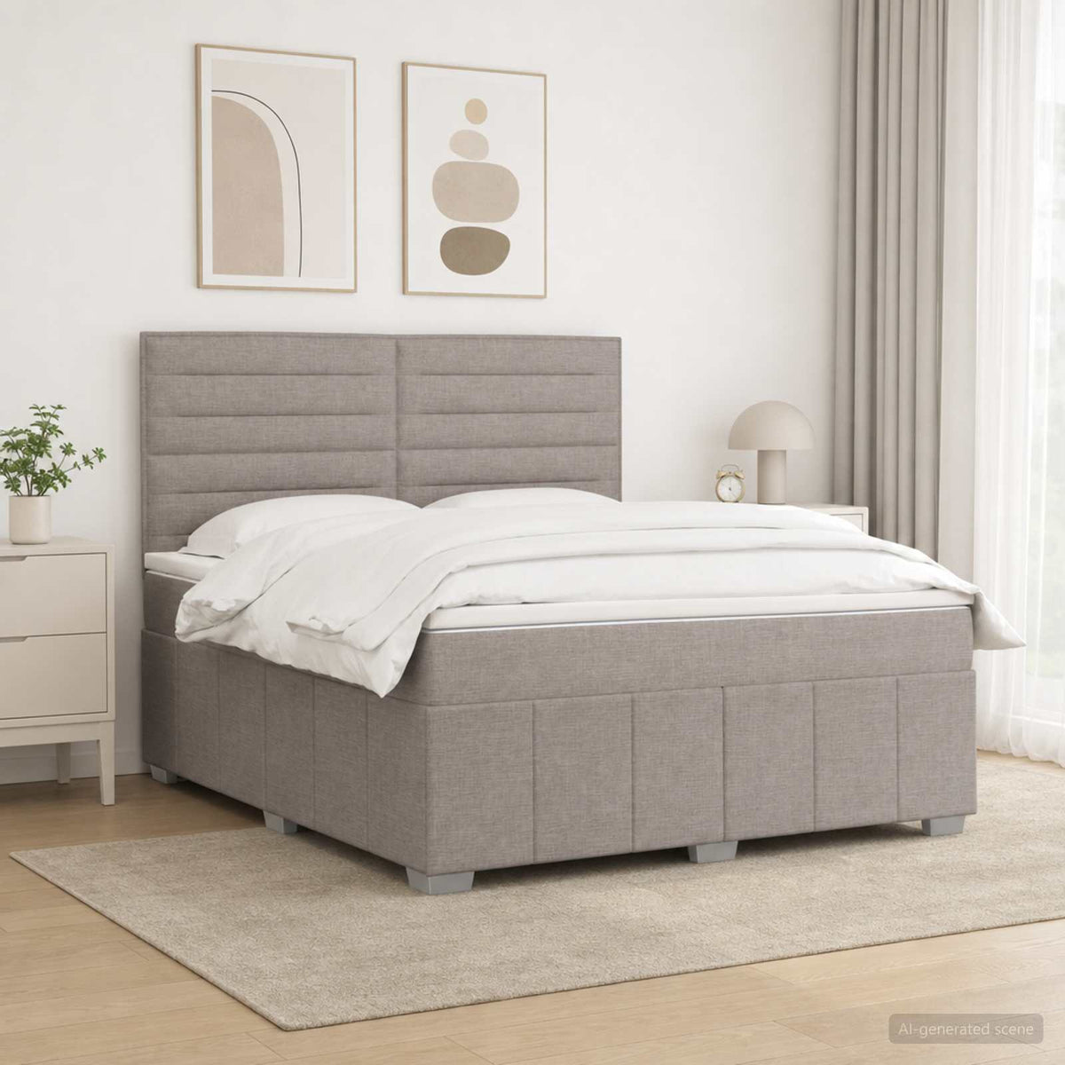 Boxmadras med topmadras Gråbrun 160 x 200 cm Stof