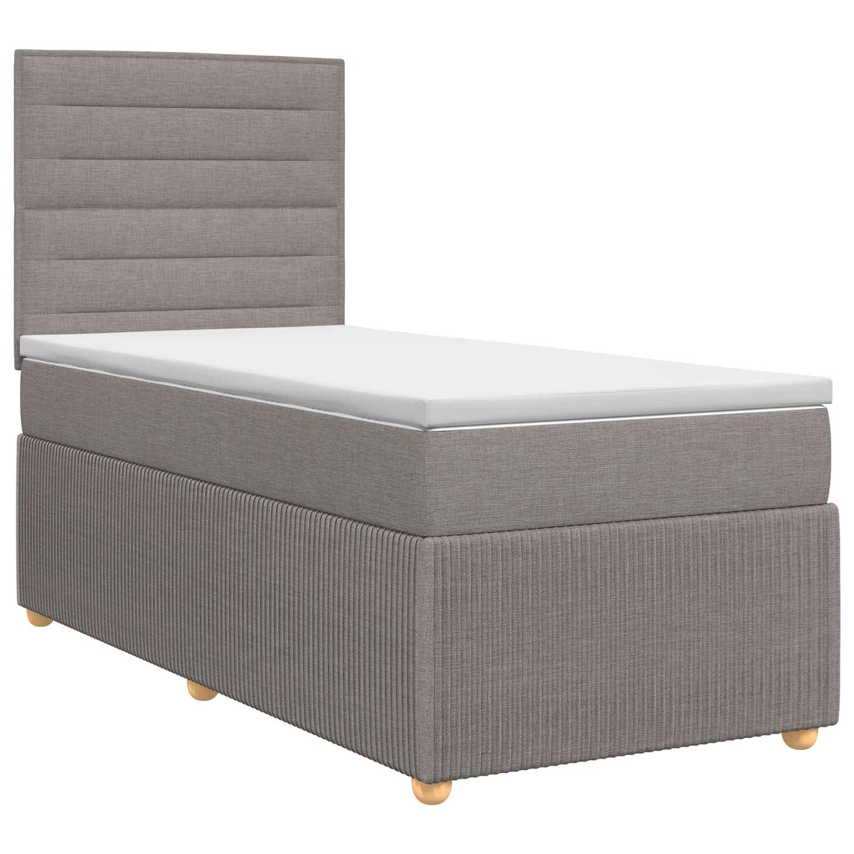 Boxmadras med topmadras med hovedgærde Gråbrun 80 x 200 cm Stof