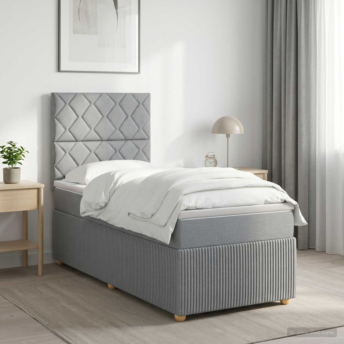 Boxmadras med topmadras Lysegrå 100 x 200 cm Stof