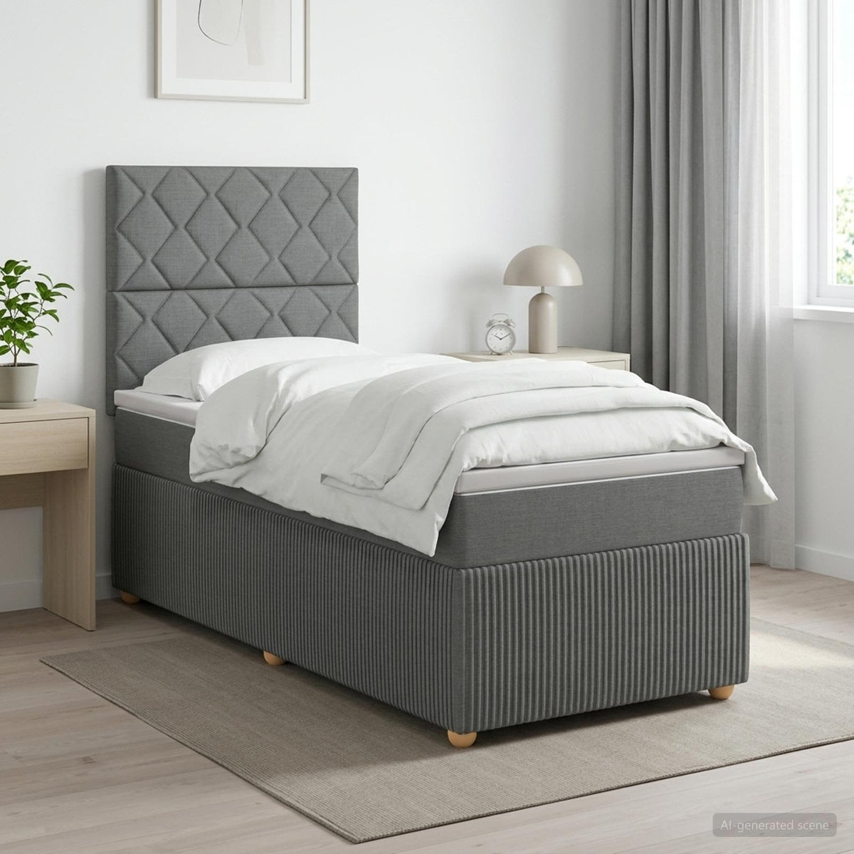 Boxmadras med topmadras Mørkegrå 80 x 200 cm Stof