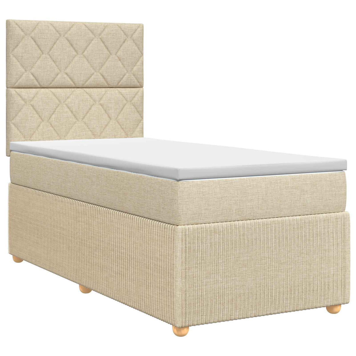 Boxmadras med topmadras Cremefarvet 80 x 200 cm Stof
