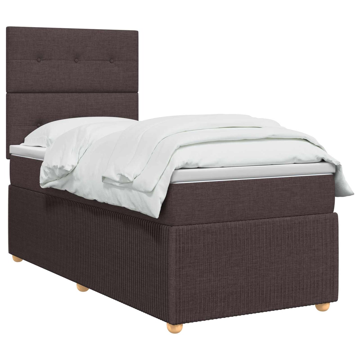 Boxmadras med topmadras Mørk Brun 90 x 190 cm Stof