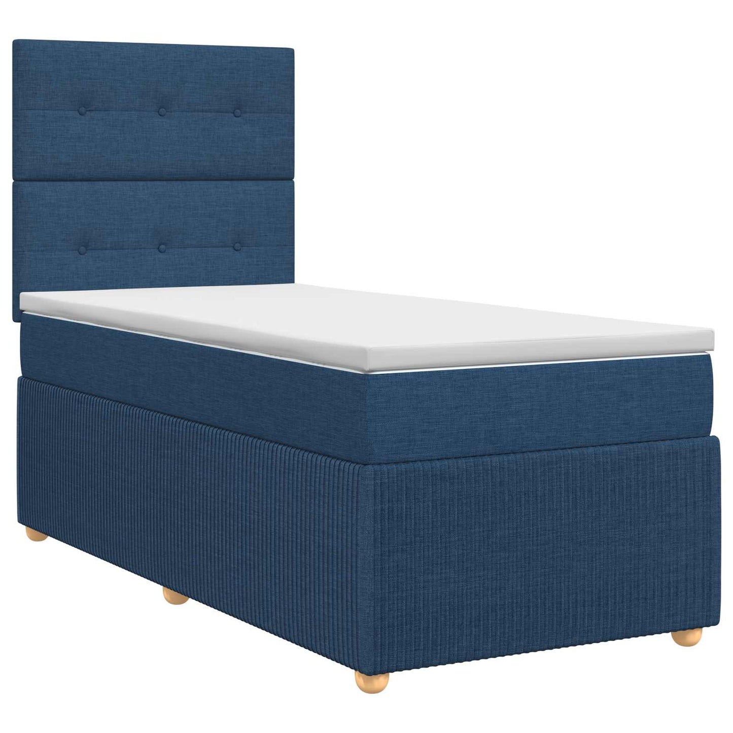 Boxmadras med topmadras med hovedgærde Blå 90 x 190 cm Stof