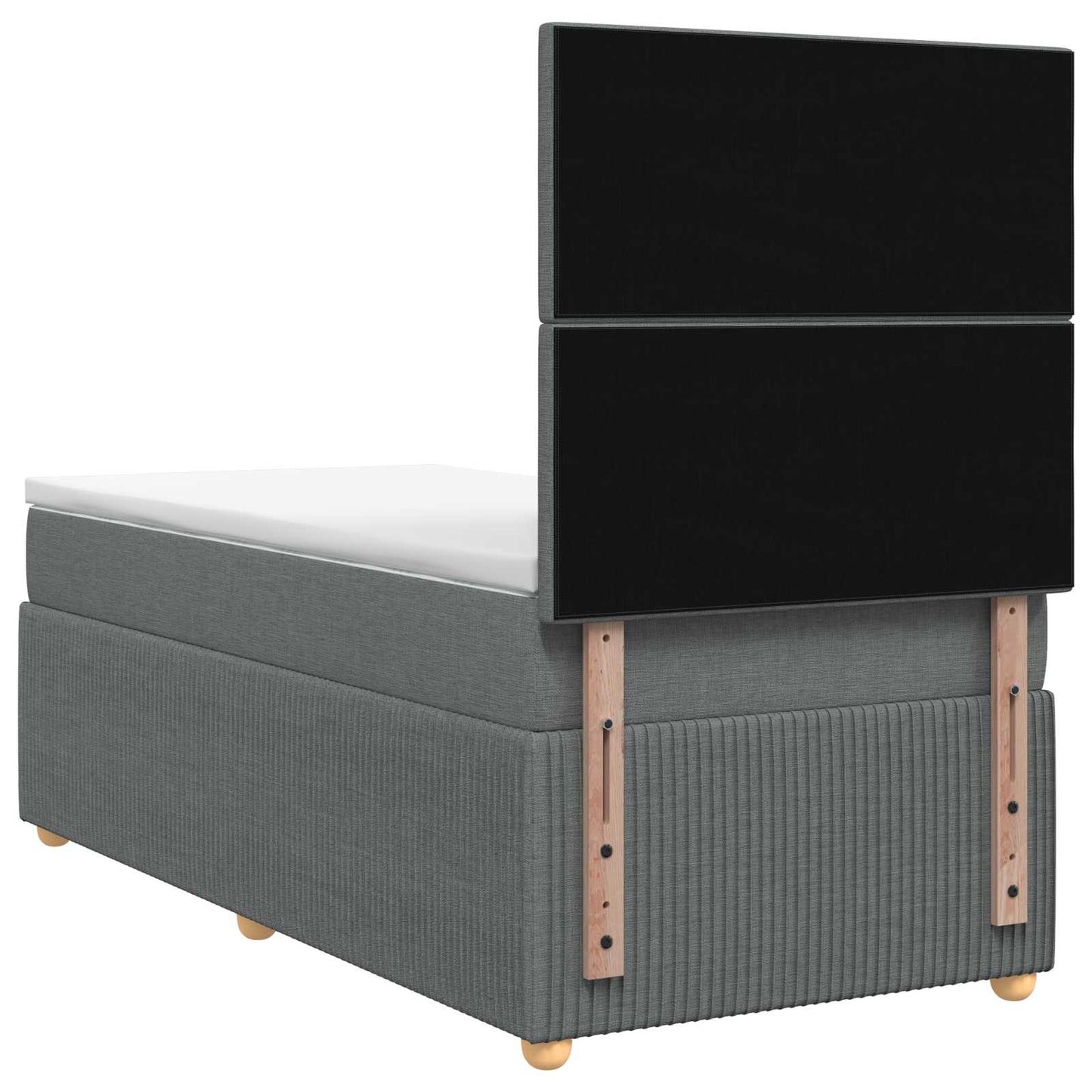 Boxmadras med topmadras Mørkegrå 90 x 190 cm Stof