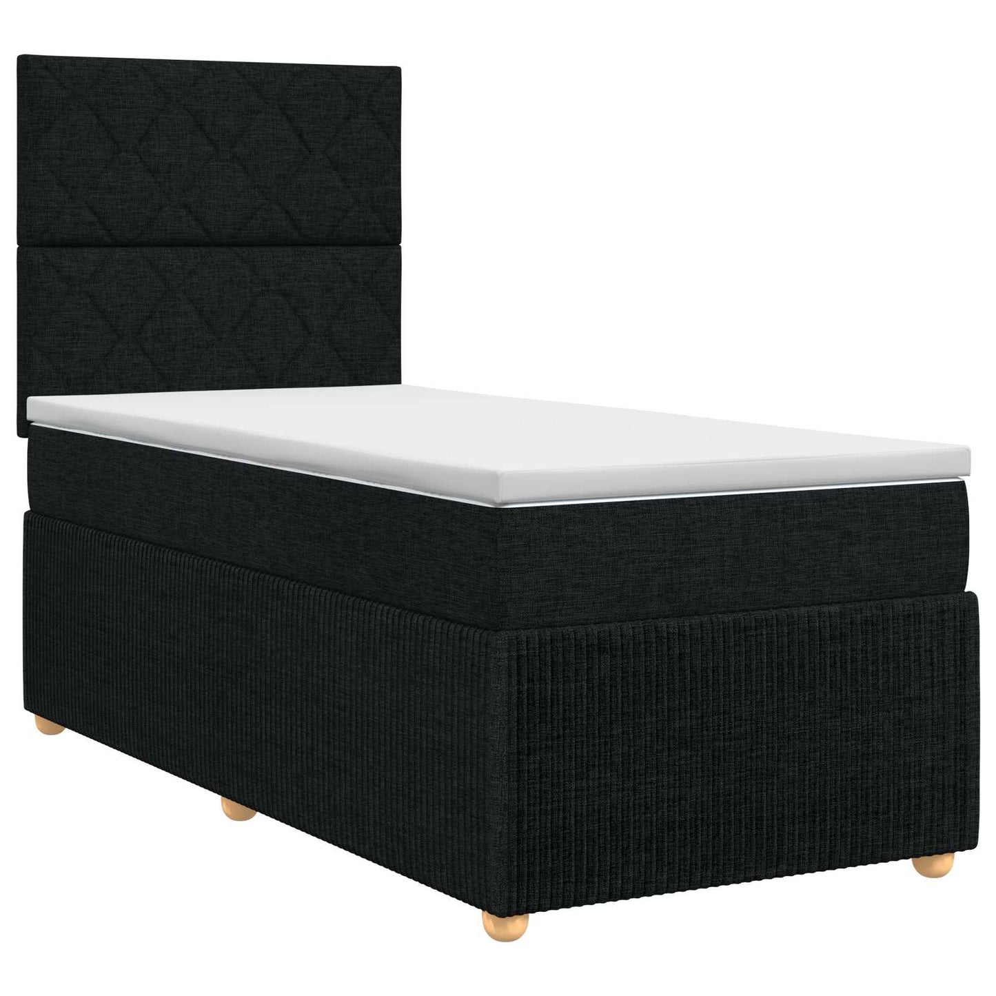 Boxmadras med topmadras med hovedgærde Sort 90 x 190 cm Stof