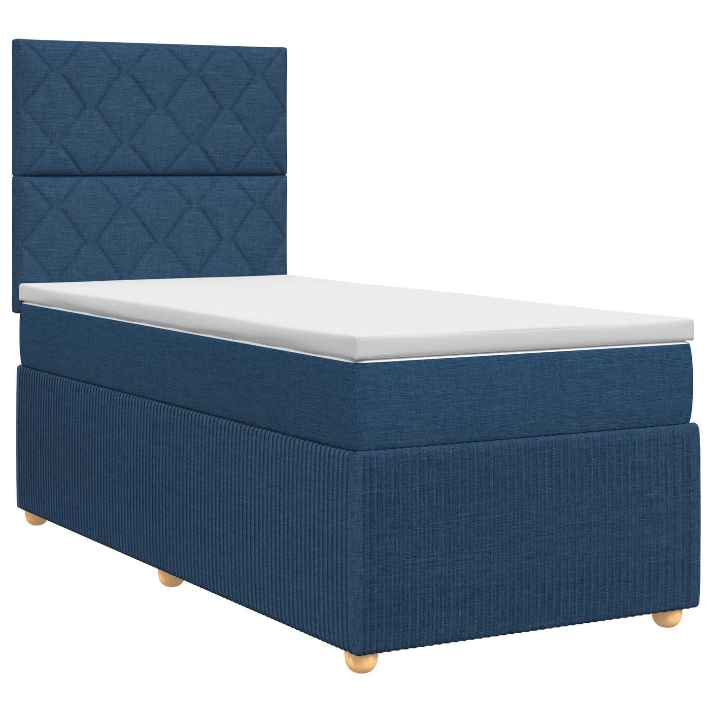 Boxmadras med topmadras med hovedgærde Blå 90 x 190 cm Stof